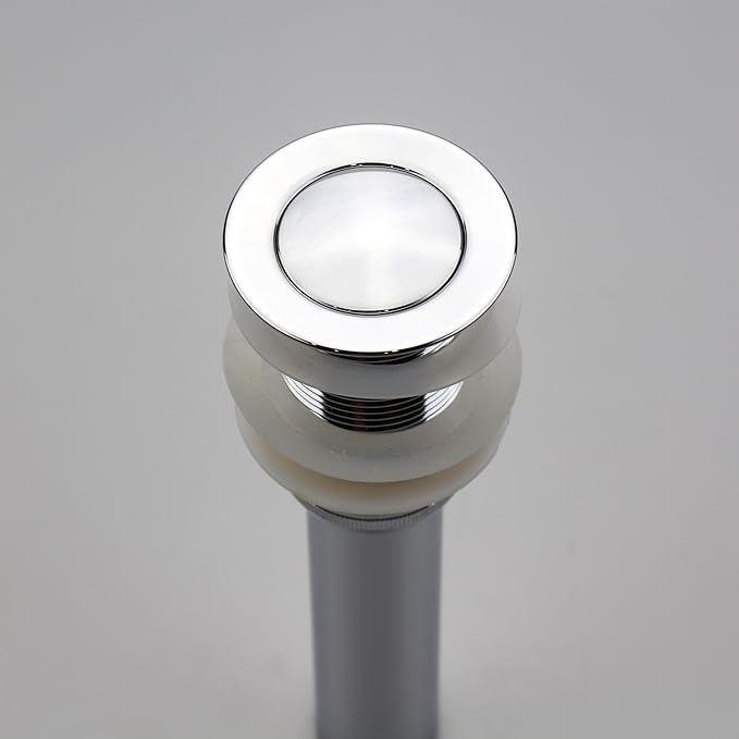 Polished Chrome Pop Up Sink Drain without Overflow, Bathroom Faucet Vessel Vanity Sink Drain Stopper