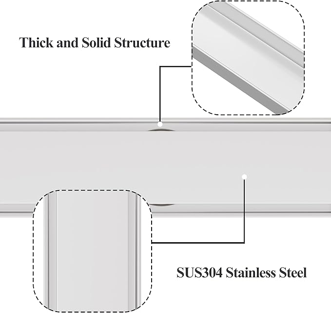 12 Inch Linear Shower Drain Brushed Floor Drain with Removable SUS304 Stainless Steel CUPC Certificate and 2-in-1 Tile Insert Grate Cover