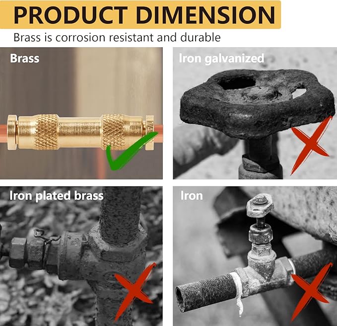 Air Brake Line Fittings,1/4" DOT Air Fittings Brass Push in Fitting, Push to Connect Union Fittings, Air Brake Union 1/4" Tube OD for Trucks Trailers Use and Industria Workshops (4 PCS)