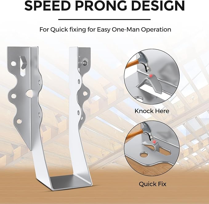 50 Pcs 2x6 Joist Hangers,20 Gauge Metal Face Mount Joist Hangers, Lu26 Joist Hangers Galvanized, Hurricane Ties for Rafter, Rafter Brackets 2x6 for Deck,Floor,Roof Overhang and Ceiling Joist