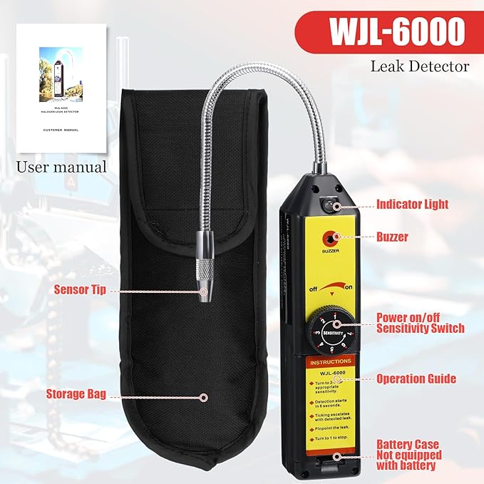 AC Leak Detector Kit, R1234yf R134a R410a AC Oil UV Dye Injector Kit Refrigerant Leak Detector Tool Low Side Quick Coupler Mini Split Adapter Glasses Flashlight(Simple)