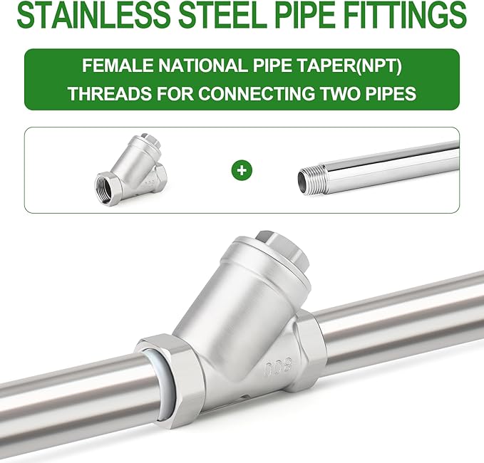 TAISHER 1PCS 304 Stainless Steel 1/2" NPT Female WYE Y Strainer Mesh Filter Valve CF8 WOG 800