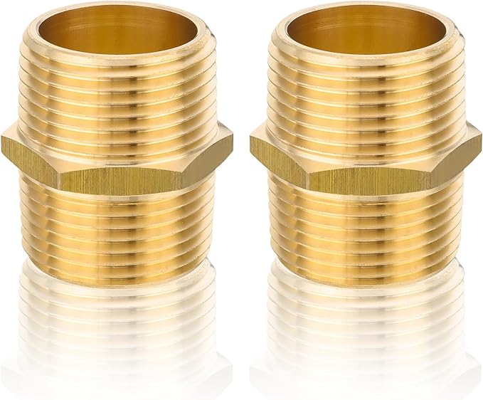 100-PCs HeSun Brass Hex Nipple Pipe Fitting, 1" NPT Male x 1" NPT Male Nipple Pipe Adapter(NPT015-100)