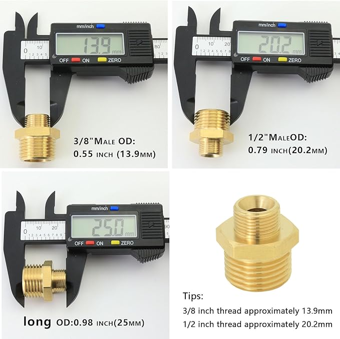 1/2 to 3/8 inch reducer faucet adapter - compressed brass pipe fittings, 3/8 "to 1/2" water supply pipe adapter for RV kitchen water supply pipes, compatible with 3 types of water pipe fittings each