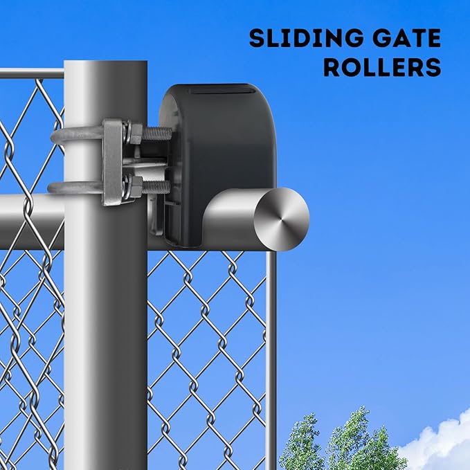 Sliding Gate Rollers, Nylon Cantilever Slide Gate with Covers, Rolling Cantilever, 4" Round Post, 2-3/8" or 2-1/2" for Chain Link Fence Gate Frame, Slide Gate Roller Hardware - Pack of 1