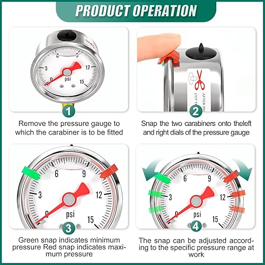 0-15psi Stainless Steel Glycerin Liquid Filled Pressure Gauge1/8 NPT 1.5" Dial, Lower Mount for Pressure Testing of Water, Oil and Air (with Range Mark Pointer)