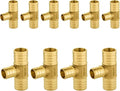 10-Pack PEX Fittings Niikappu 1"x1"x3/4" Pex Tee, Brass Crimp Pipe Fittings for PEX Pipes, ASTM F1807