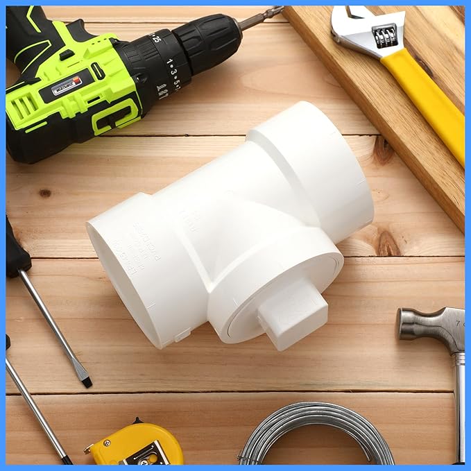 2" Hub x 2" Hub x 2" PVC Dwv Pipe Fitting Cleanout Tee with Plug Sewer Cleanout Adapter with NPT Female for Drainage Piping, Ventilation and Other System Drain