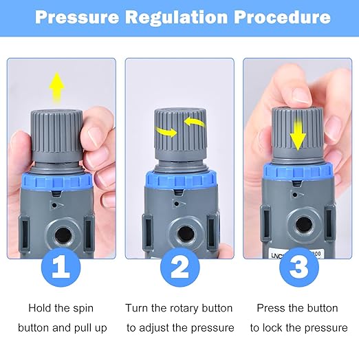 1/4 Inch NPT Air Filter Pressure Regulator, Water-Trap Air Tool Compressor Filter with Gauge AFR2000