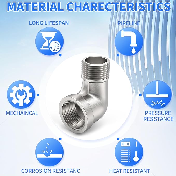 ChillWaves 304 Stainless Steel Pipe Fitting, 90 Degree Elbow 1-1/2" NPT Male x 1-1/2" NPT Female Thread Adapter(1-PACK)