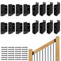 30° Stair Angle Stainless Steel Deck Railing Brackets Connectors for 2"x4" (Actual 1.5"x3.5") Railing Wood Post Stair Fence Railing Connectors with Coated Wood Screws,(8 Pair/Black)
