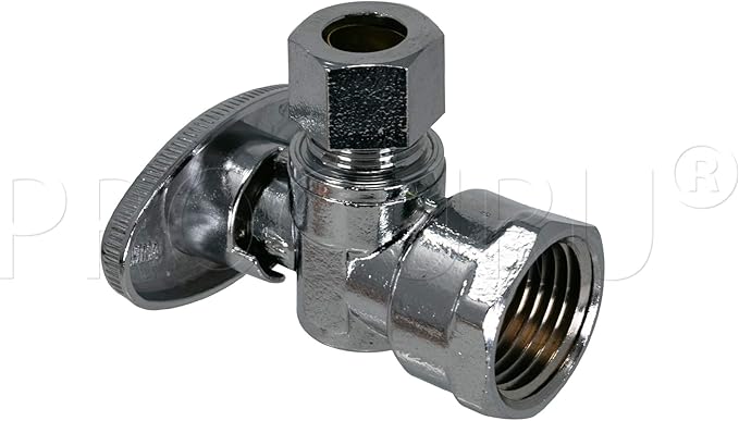 PROCURU 1/2-Inch FIP x 3/8-Inch OD Compression Angle Stop Valve, Quarter-Turn, LF Certified Safe (2-Pack)