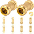 10-Pack HeSun Pushfit Check Valve, 1/2-Inch Push to Connect Plumbing Fittings with Disconnect Clip, Brass Push-fit Fittings for PEX, Copper, CPVC, PE-RT Pipes(PF-VALVE060-10)