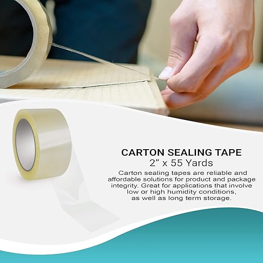 APQ 36 Rolls of Carton Sealing Tape 2” x 55 Yards. Thickness 2 Mil. 50 Micron Polypropylene Pressure Sensitive Tape for Packing, Shipping, Moving Boxes. Acrylic Adhesive. No Weathering, Yellowing.