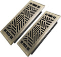 4x10 Inches 2 Pack Heavy Duty Walkable Floor Register Easy Adjust Air Supply Lever Floor Vents - Brooklyn Design - Vent Cover for Home Floor - Antique Brass