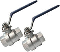 1" 316 Stainless Steel Ball Valve Female, 2-Piece Full Port NPT Threaded, 1000 WOG, High Pressure Corrosion Resistant Shut Off Valve for Water/Oil/Gas, Industrial Plumbing Valve (2-Pack)