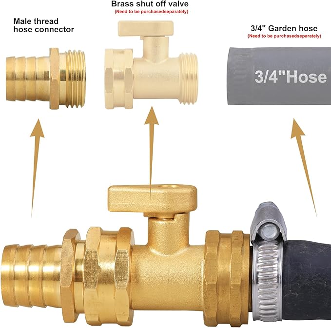 Garden Hose Repair Connector with Clamps Hose End Repair Kit,3/4" Barb Garden Hose Fittings Male and Female brass garden hose ends (3/4"Barb-2 Set)