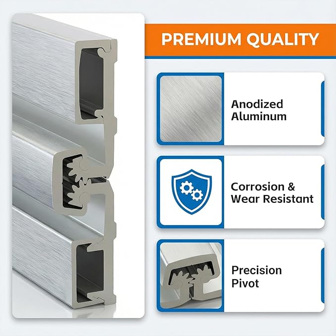 1 Pcs 83" Heavy Duty Continuous Geared Door Hinge, Full Surface Anodized Aluminum Continuous Y Hinge, Center Pivot Hinge, for Any Residential or Commercial Door, Silver