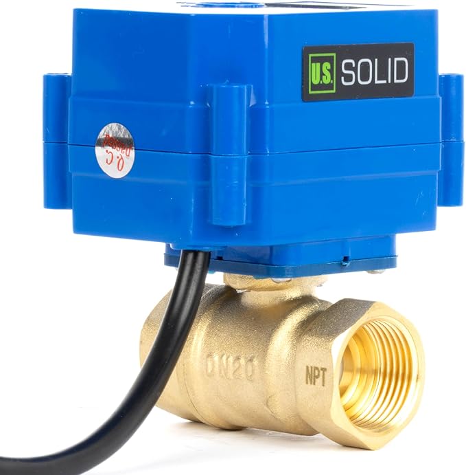 U.S. Solid 3/4" NPT Motorized Ball Valve with US Plug 110VAC Brass Electrical Ball Valve,Auto Return, Normally Closed, IP65