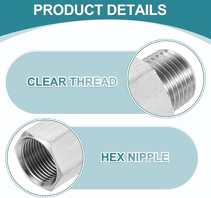 uxcell Pipe Fitting Reducing Adapter, 1/4" NPT Male x M20 Female 304 Stainless Steel Reducer Connector for Water Oil Air Pressure Gauge, Silver