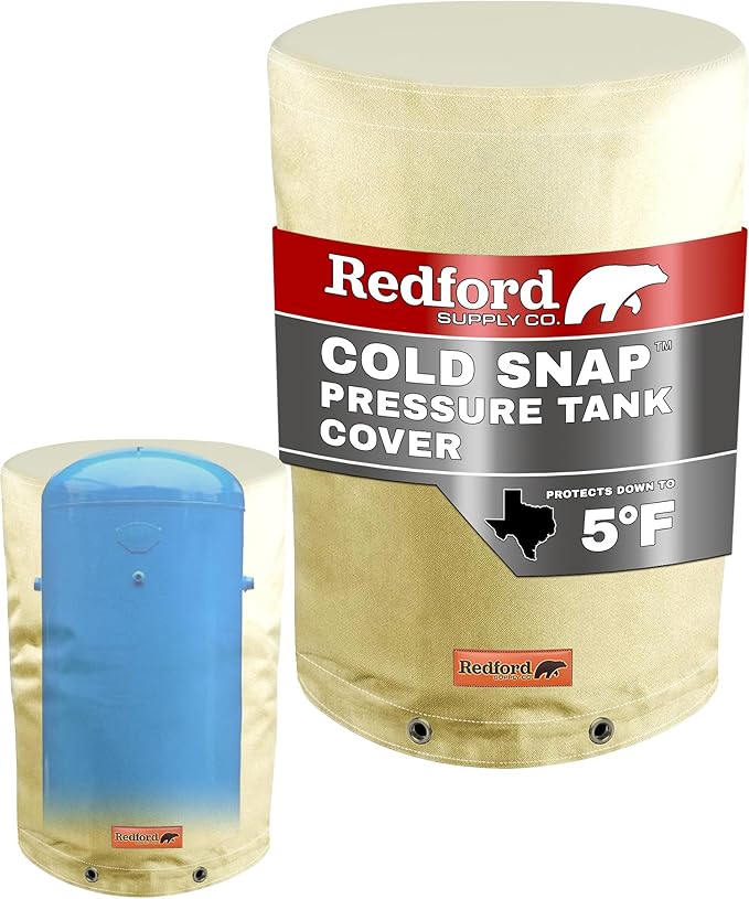 Redford Supply Co. Cold Snap (5°F) Round Pressure Tank Cover Insulation, 28"Diameter x 74"H, Water Well Tank Covers Insulated, Well Pump Cover Insulated Freeze Proof for Winter Outdoor (Beige)