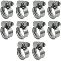Embossed Worm Gear Hose Clamps Size#4, 3/8 To 5/8 inch Adjustable Heavy Duty Stainless Steel Hose Clamp, all 304 for Heater Hose (10-16 mm, 10 Pack)