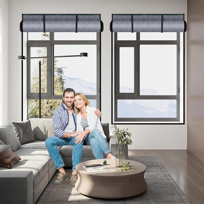 Window Insulation for Winter 3 Layer 63" x 47" Oxford Thermal Insulated Window Curtain Gray Window Insulation Kit Keeps Your Home Warm Insulated Window Cover Window Cover for Winter