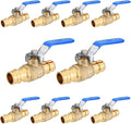 10-Pack Foskan 3/4" Brass PEX-A Ball Valve with Blue Handle, Quarter Turn Full Port Valve for PEX-A Pipe Connection