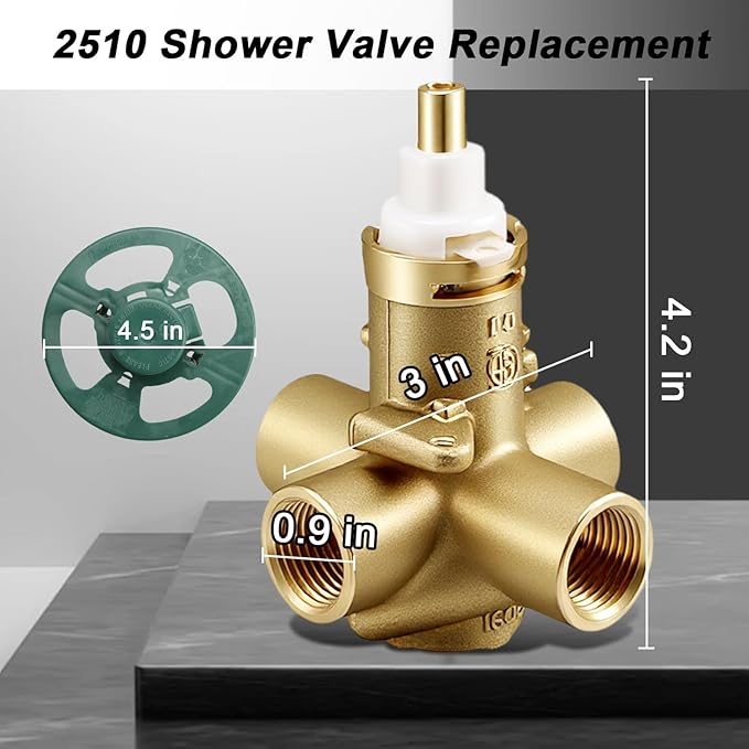 Pressure Balancing Tub and Shower Valve Compatible with Moen Posi Temp Trim Kit with 1222 Faucet Cartridge 1/2 Inch IPS Connections 4-Port Design Replace#: 2510