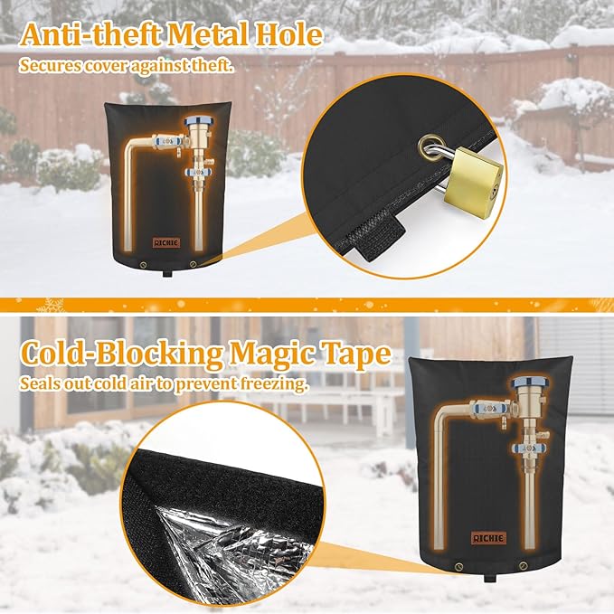 Backflow Preventer Cover (5°F) Heavy-Duty 5-Layer Insulated Enclosure, Freeze & All-Weather Protection for Outdoor Pipe, Irrigation Sprinkler Valve, Well Water Pump & PVB, 32" Wx16 H Black