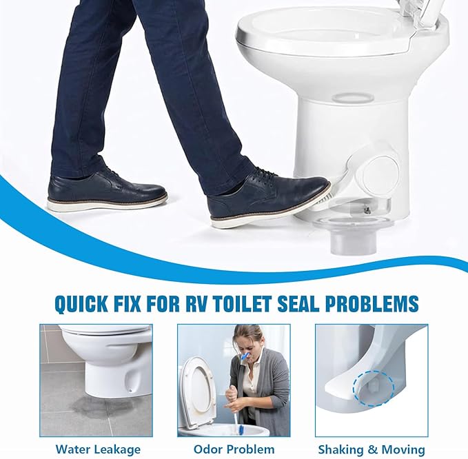 RV Toilet Seal and Socket Floor Flange Kit, 385345892 Flange and 34120 Waste Ball Seal, Toilet Flange Repair Kit fit for Thetfords Aqua Magic Style Plus, Style Lite, Style II & Residence RV Toilets