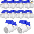 10PCS 1" PVC Ball Valve, SCH40 Slip PVC Water Pipe Valve with Easy Turn Blue T-Handle, Shut-Off Ball Valve Socket for Swimming Pool, Sprinkler Lines, Outdoor Plumbing & Irrigation System