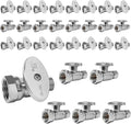 30-Pack Foskan 1/4 Turn Straight Shut off Valve,Straight Stop Valve 3/8" OD x 1/2" FIP,Chrome Plated Brass