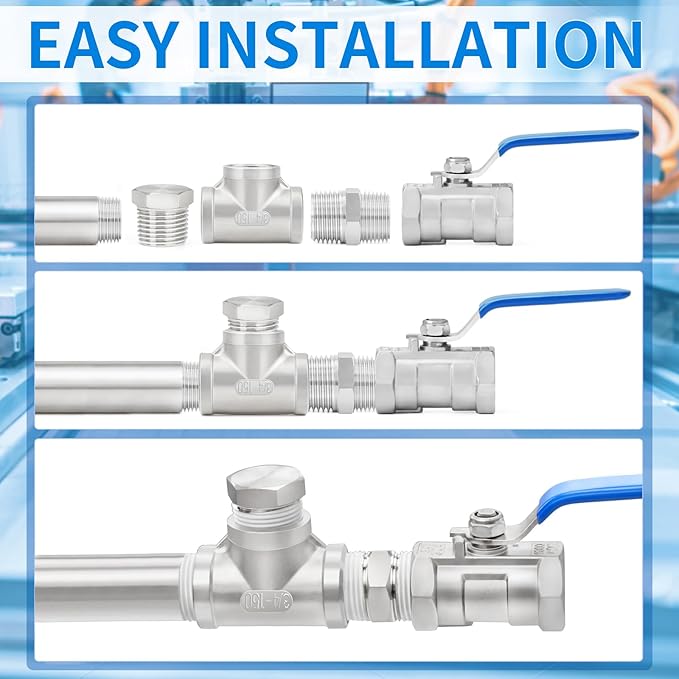 ChillWaves 304 Stainless Steel Pipe Fitting, Outer Hex Head Socket Pipe Plug Fitting，1-1/2" NPT Male，Thread Adapter(1-PACK)