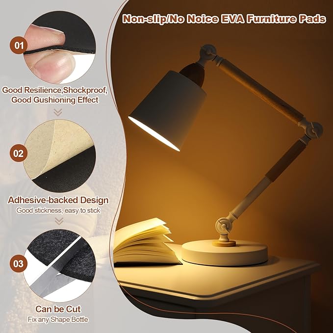 PATIKIL 8.7 Inch Diameter Lamp Base Felt 5Pack 2mm Thick Foam Adhesive Non-Slip EVA Protection Pad Mat for Lamp Furniture DIY Craft, Black