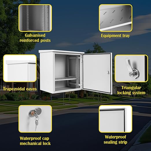 Electrical Junction Box IP55 Waterproof Metal Galvanized Electrical Enclosure Wall/Pole Mounted for Electrical Services and Battery Accessories
