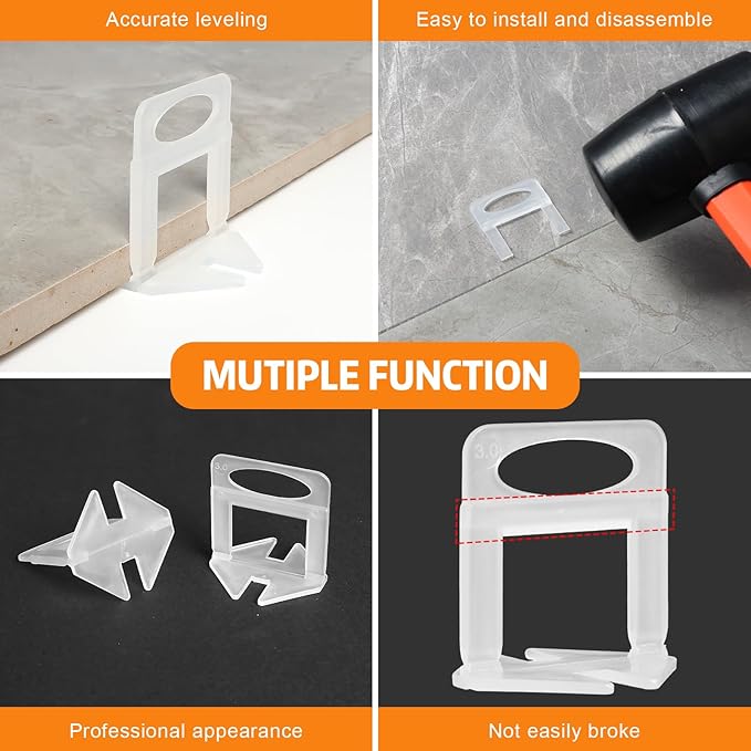 DGSL Tile Leveling System, 2000-Piece 1/8" Tile Spacers Clips Tile Tools, Tile Installation Tools for Professional Ceramic Tile and Stone Installation