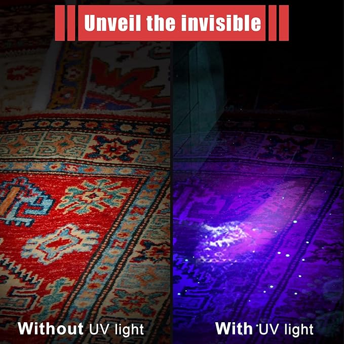 Honoson 2 Pieces UV Black Light Flashlight Small Blacklight Flashlights Pen Lights for Leak, Pet Urine, Hotel Inspection, Dry Stain and Dye Detector, 5.2 Inches Long
