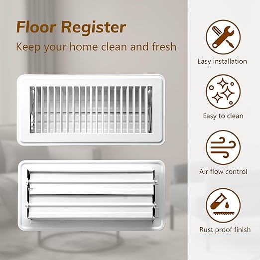 2PCS Floor Vents Floor Registers 2x12 Inch, Heavy Duty Metal Hot Air Vent Covers 2x12 Inch with Rust-Proof Finish for Home Heater Floor Vent Grilles and Vents