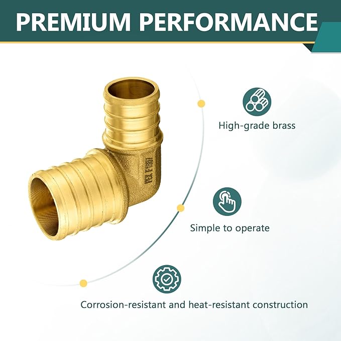 30-Pack PEX Fittings Niikappu 1"x3/4" Pex Elbow, Brass Crimp Pipe Fittings for PEX Pipes, ASTM F1807