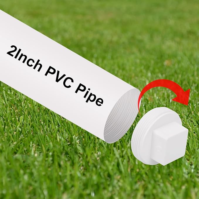 10Pack 2 Inch PVC Male Threaded Pipe End Cap SCH40 PVC Pipe Male Thread Plug 2" PVC NPT Male End Cap Adaptor, PVC Cleanout End Cap Plug, PVC NPT Male Plug Pipe Fitting for Plumbing Water Line