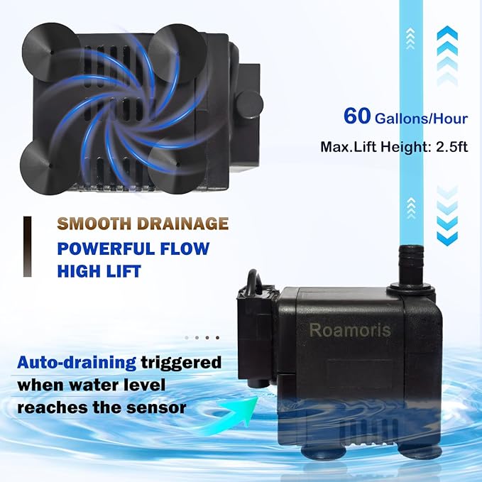 Small Pump With Level Sensor 110V Mini Condensate Pump Automatic Submersible Water Pump For Dehumidifier,Air Conditioner,HVAC,Ice Maker, Furnace,Air Cooler,PM03