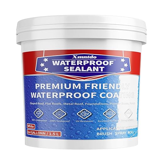 Polyurethane Waterproof Coating, 51 OZ, White, Rubber Coating Multi-Surface Leak Repair Roof, Gutter, Chimney, Basement, Indoor and Outdoor Liquid Water Proof Sealant Coating