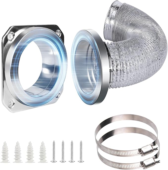 Magnetic Dryer Vent Coupling Kit-DV180 Airtight Seal Dryer Vent Connector Kit, Quick Connect/Disconnect with 4" x 3.3ft Duct & 2 Clamps, Easy to Clean & Install Connector for Dryer Venting