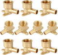 10-Pack HeSun PEX Fittings, 1/2" PEX x 1/2" Female NPT, 1/2 Inch Brass Crimp Drop Ear Elbow Fitting, ASTM F1807(PEX1807159)