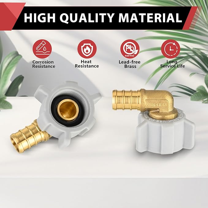 100-Pack EFIELD Pex 1/2" X 1/2" Female NPT Swivel Elbow Brass Crimp Fittings, ASTM F1807,(PEX1807208-100PCS)