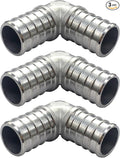 3/4 Inch PEX 90 Degree Elbow Stainless Steel Barb Crimp Pipe Fitting for PEX Pipe (Pack of 3)