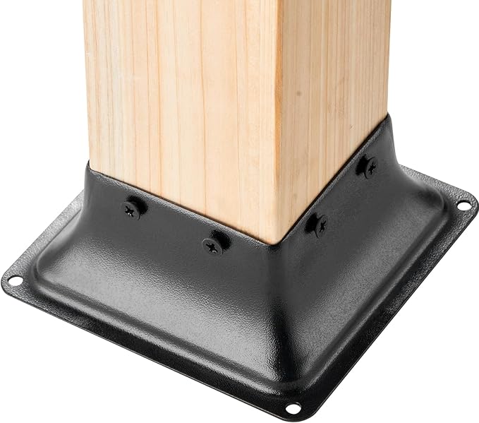 VEVOR Post Base 4x4 10Pcs, Internal 3.6"x3.6" Heavy Duty Powder-Coated Steel Post Bracket Fit for Standard Wood Post Anchor, Decking Post Base for Deck Porch Handrail Railing Support