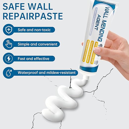 2 Pack Drywall Repair Kit,Wall Mending Agent with Scraper,Drywall Patch Repair Kit with Spackle Paste,Wall Hole Filler Putty for Filling Cracks & Holes,Quick Easy Plaster Wall Repair