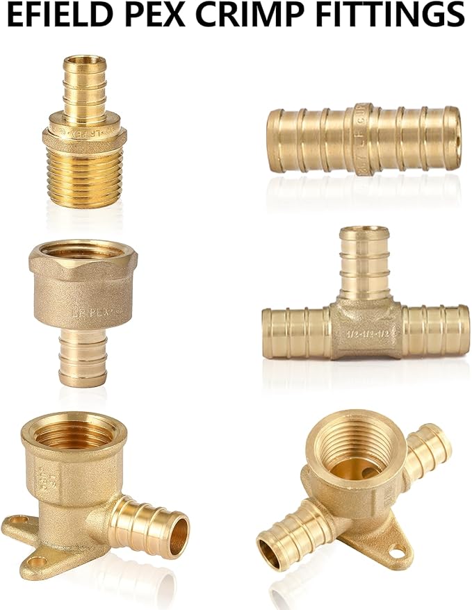(Pack of 5) EFIELD Pex Barb 1/2" Plug End Cap Pipe Crimp Brass Fitting, ASTM F1807,(PEX1807092-5PCS)